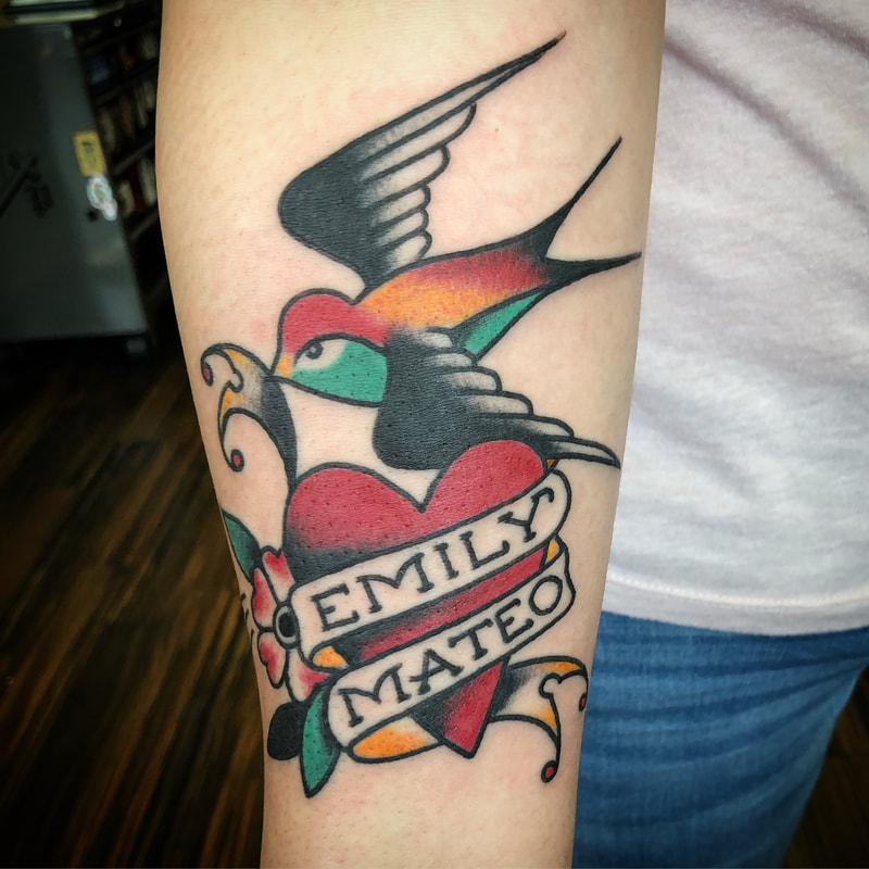 THOR - SPARROW HEART WITH BANNER TATTOO